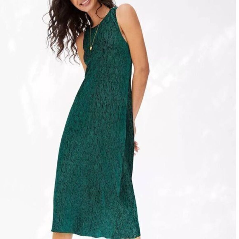 ANTHROPOLOGIE Adrienne Twist-Back Velvet Midi Sleeveless Dress SMALL